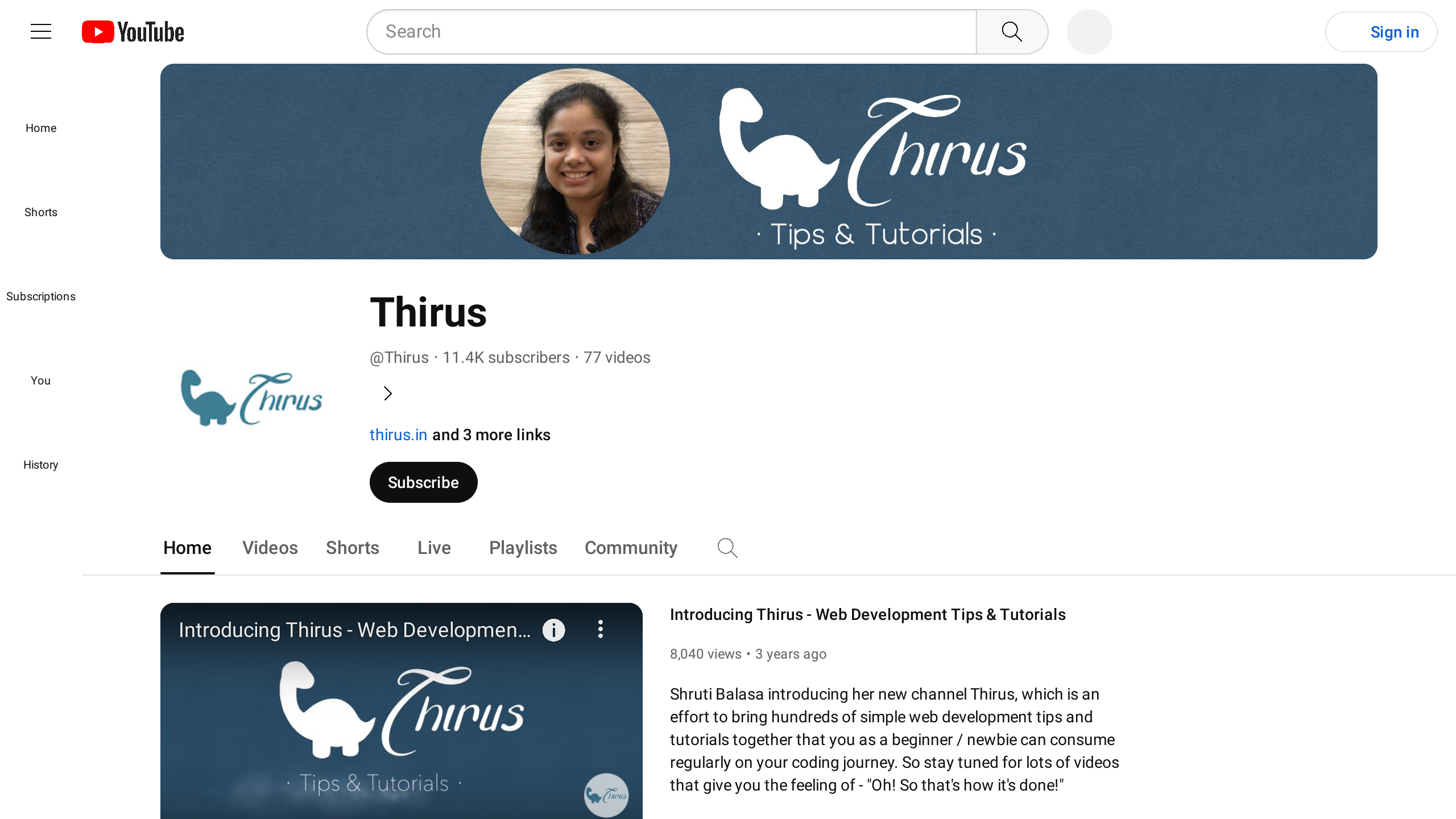 Thirus's website screenshot