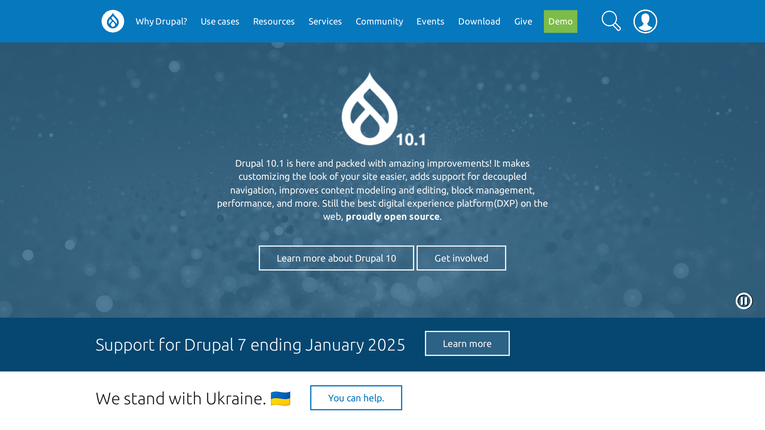 Drupal's website screenshot