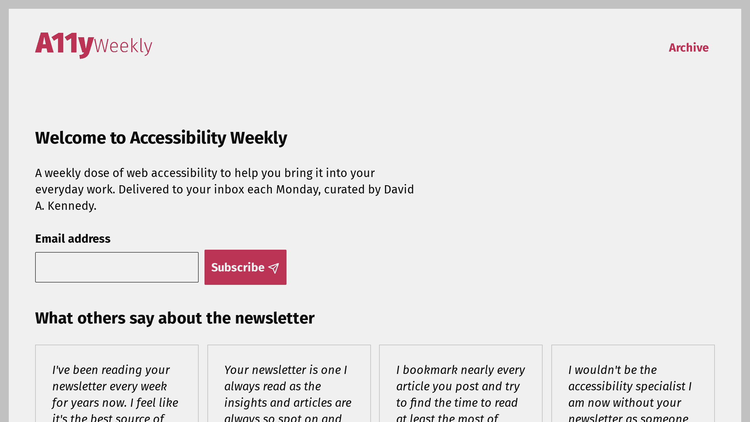A11yWeekly's website screenshot