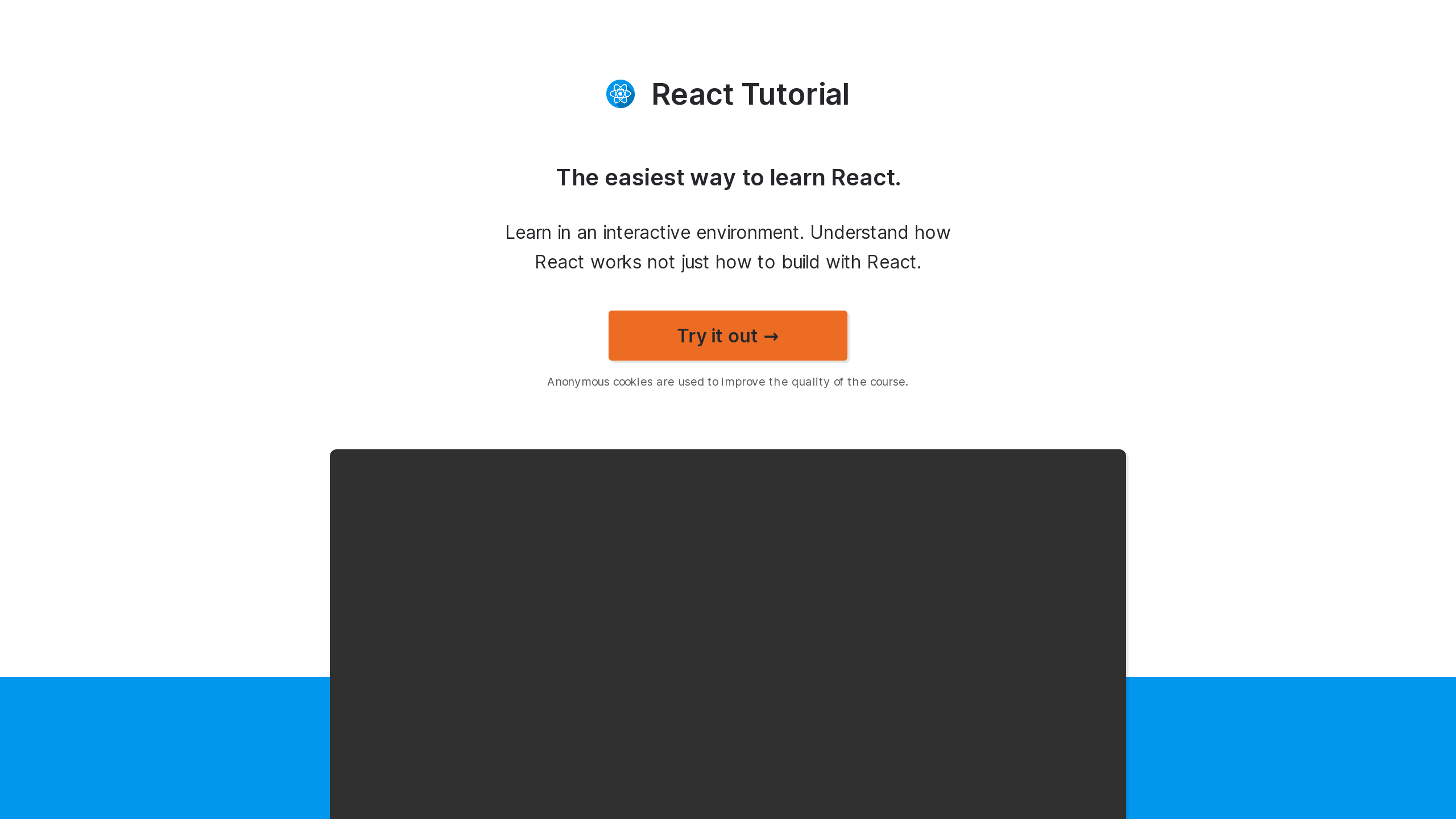 React Tutorial's website screenshot