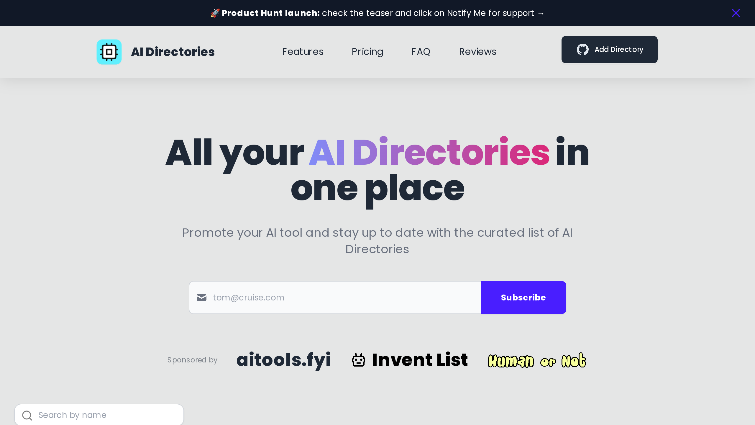 AI Directories's website screenshot