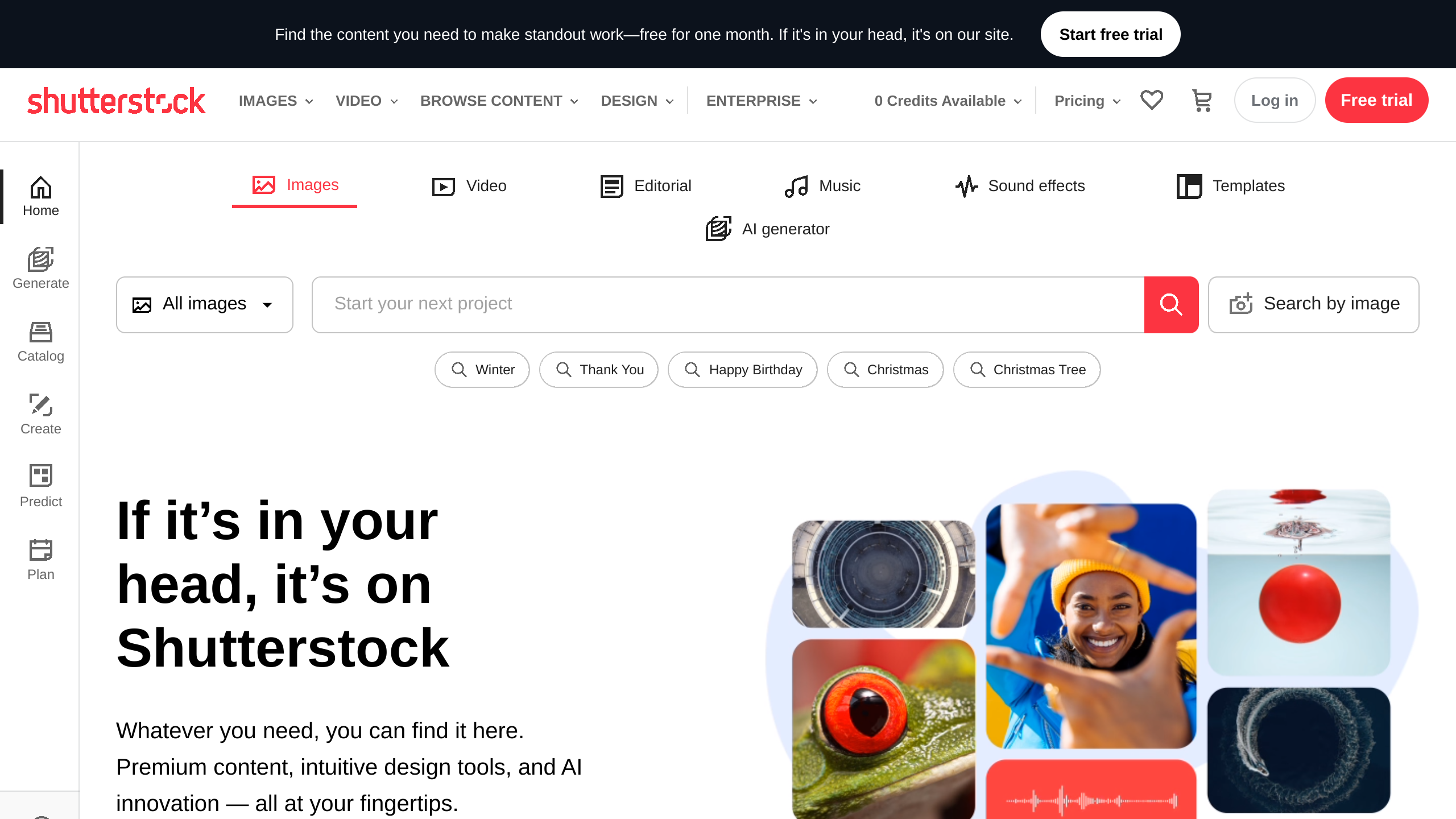 Shutterstock's website screenshot