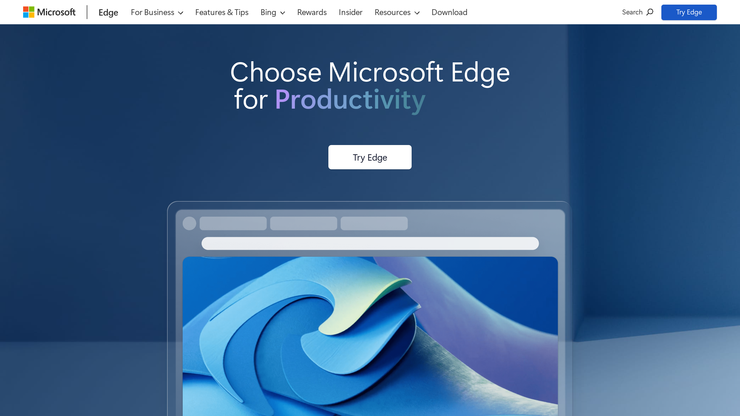 Edge's website screenshot