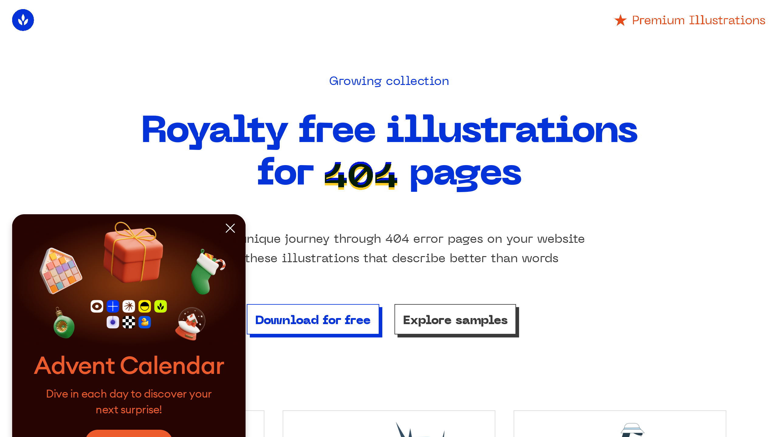 Error 404 Illustrations's website screenshot