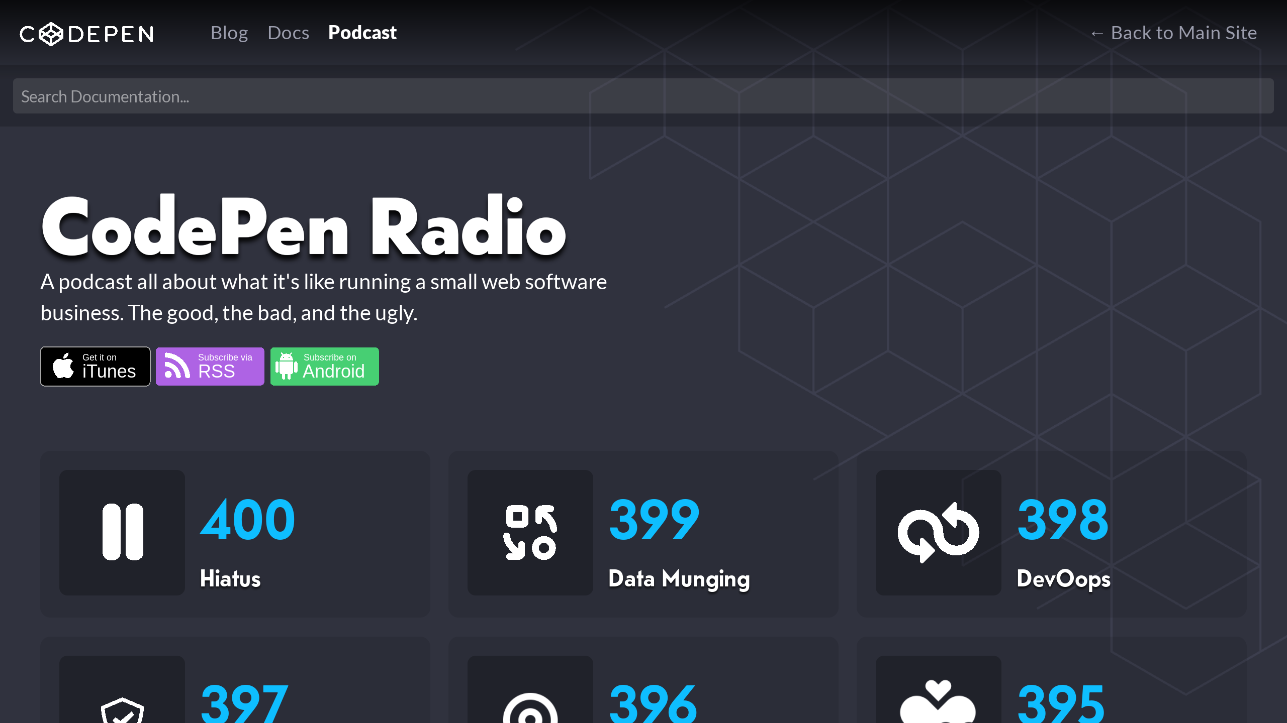 CodePen Radio's website screenshot