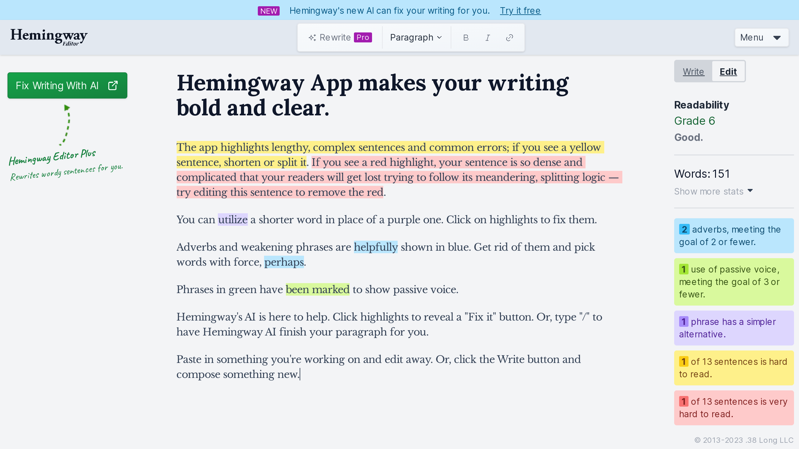 Hemingway App's website screenshot