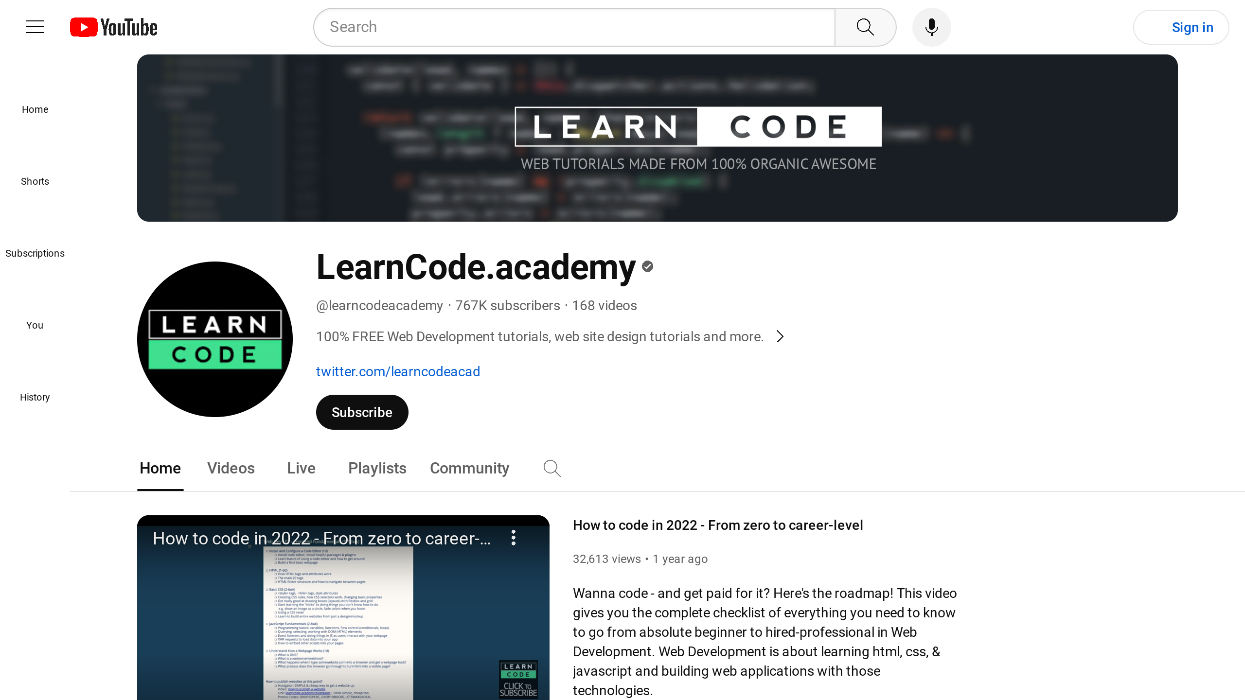 LearnCode.academy's website screenshot