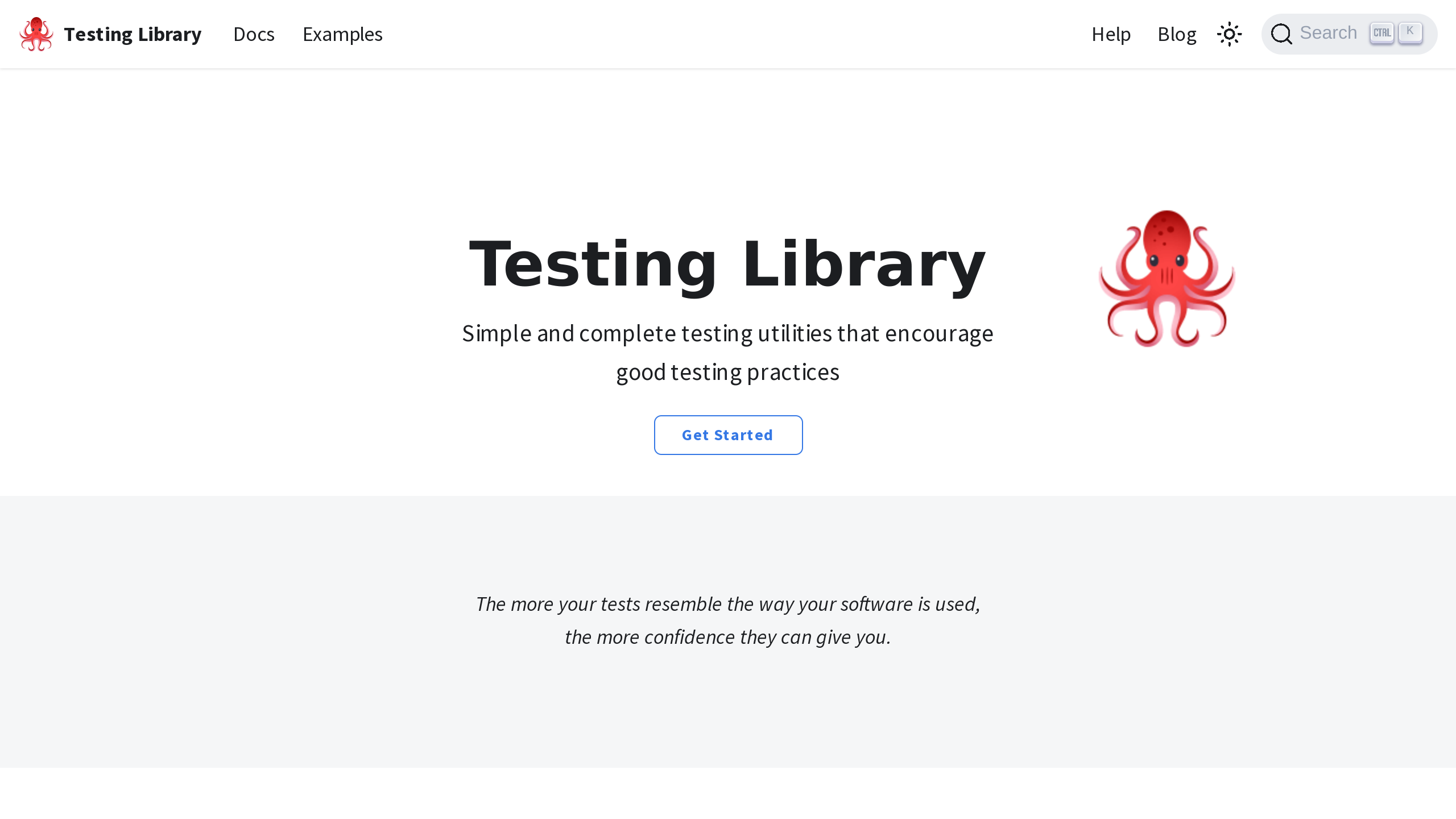 Testing Library's website screenshot
