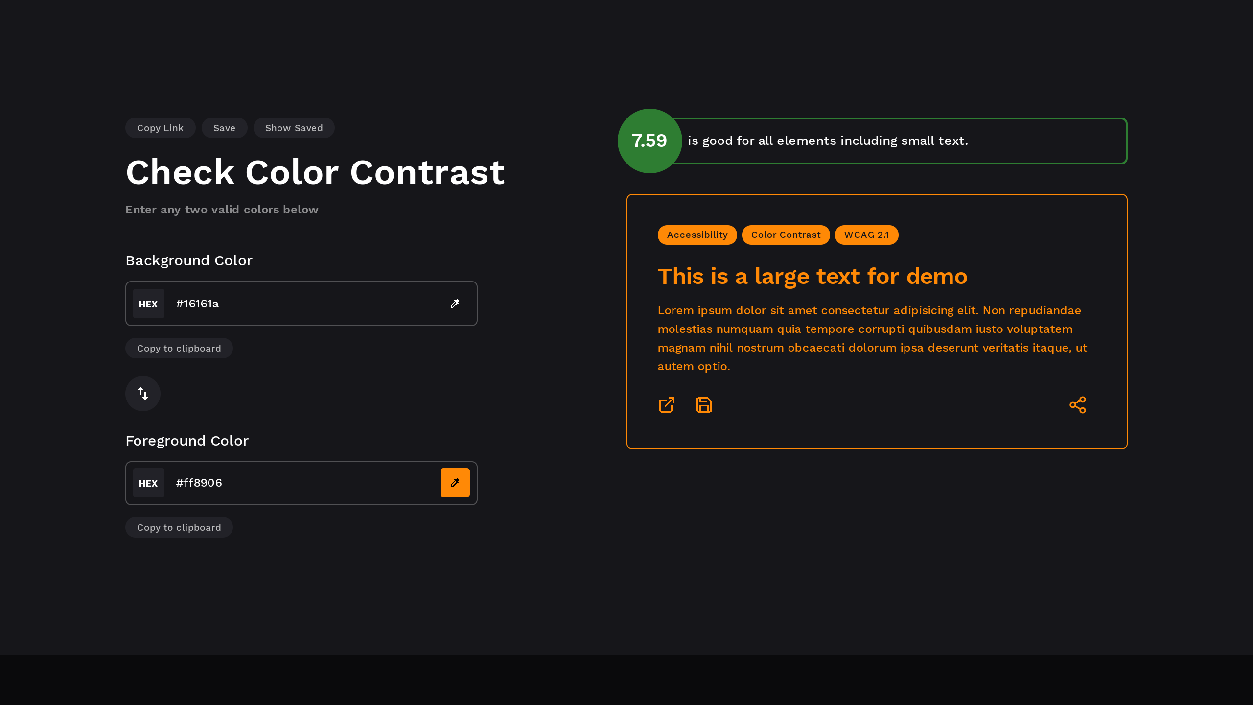 Color Contrast Checker's website screenshot