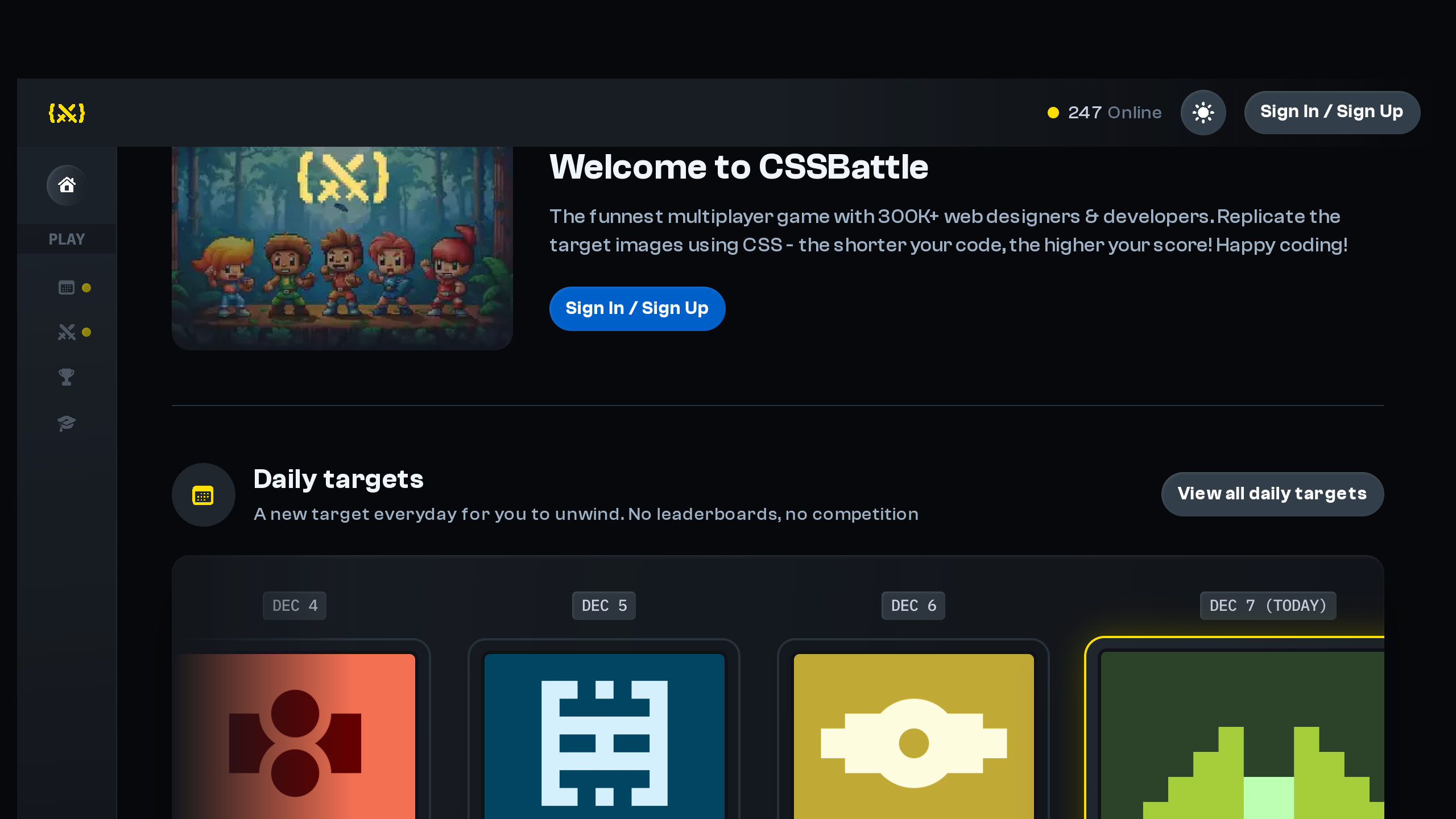 CSSBattle's website screenshot