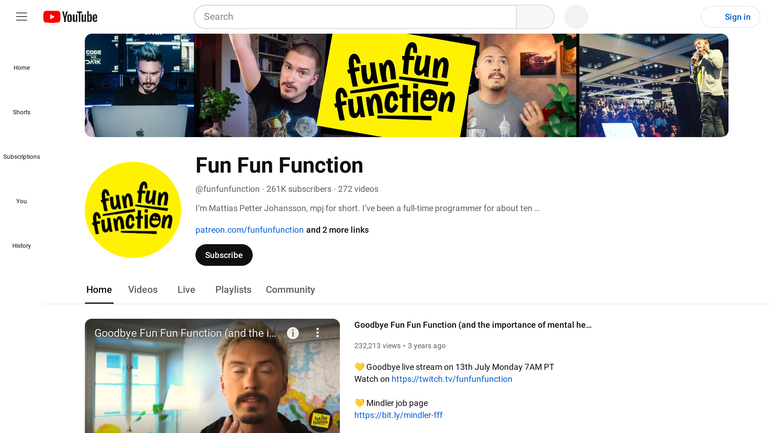 Fun Fun Function's website screenshot
