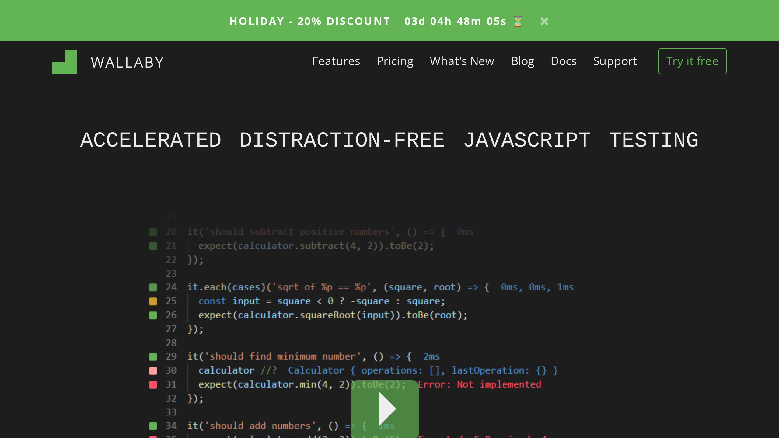 Wallaby.js's website screenshot