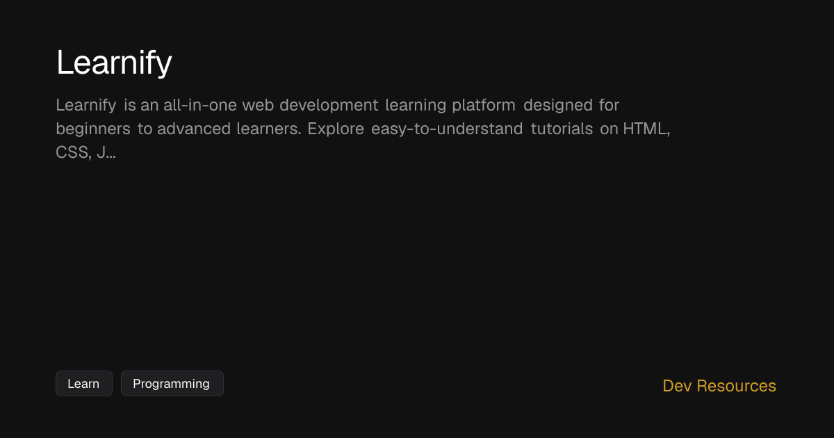 Learnify - Dev Resources - Dev Resources
